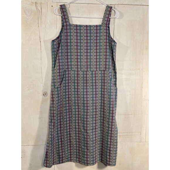 Vintage Style Cottagecore Academia Jumper Dress With Gingham Check Heart Print - Picture 1 of 8